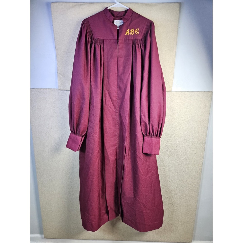 Vintage Regency Choir Robe Burgundy Adult Medium ABC Embroidered Made USA M